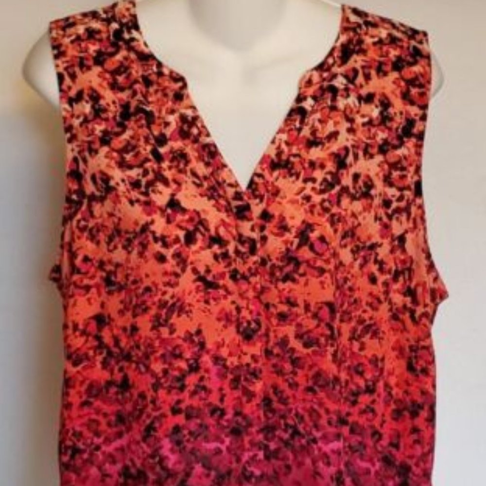 Womens Clothes~Apt. 9 Shirt, Red multi-color Sleeveless Top Blouse. Sz Large.
